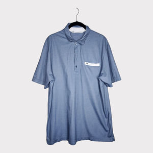 Travis Mathew Golf Polo Shirt White Blue Pima Cotton Men's Size Large